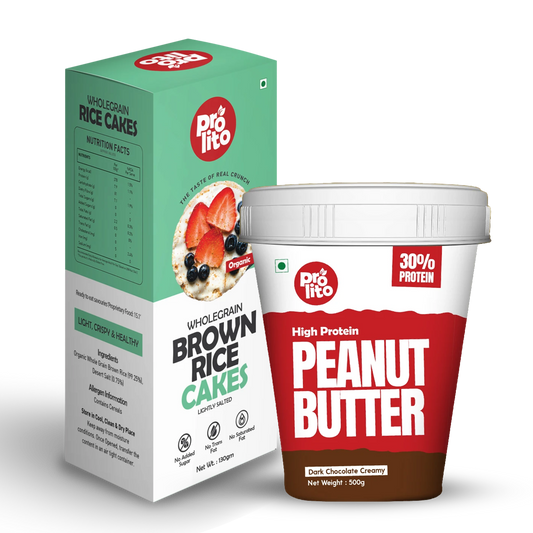 Rice Cake Salted 500g + Dark Chocolate Creamy Peanut Butter 500g Combo